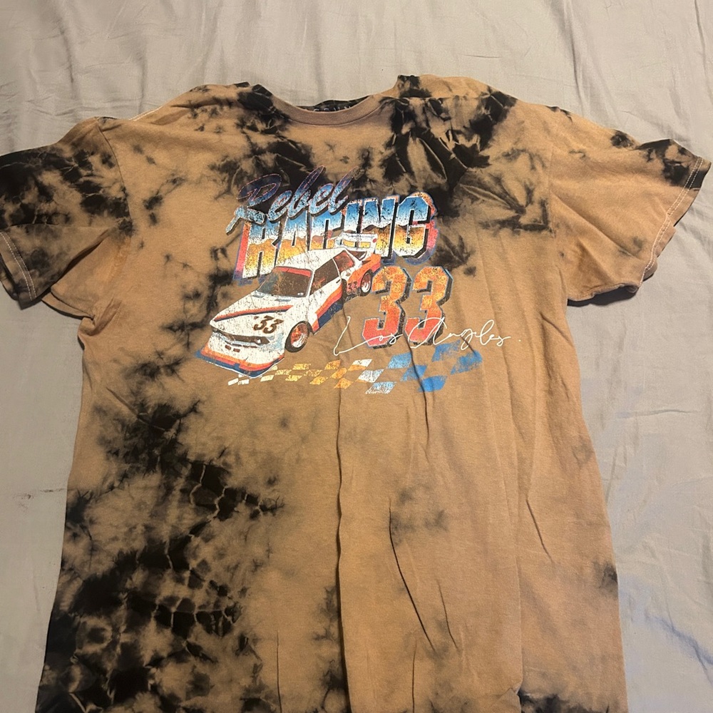 Kids Graphic Racing T-Shirt - Tan & Black